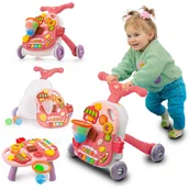 Chodziki - PCHACZ CHODZIK STOLIK EDUKACYJNY PIANINKO 2W1 RÓŻOWY - miniaturka - grafika 1