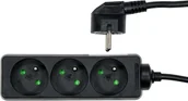 Przedłużacze i rozgałęźniki - Przedłużacz elektryczny, czarny, 3 gniazda z uziemieniem, 1,5m Vorel 72615 - miniaturka - grafika 1