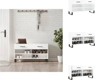 Szafki na buty - vidaXL Ławka na buty biały wysoki połysk 102x35x55 cm materiał drewnopochodny - Stojaki i szafki na buty - miniaturka - grafika 1
