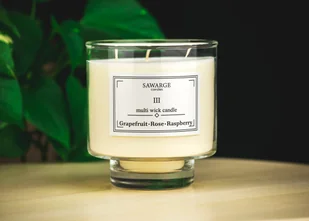 Świeca Zapachowa Sojowa No3 / Malina Róża Grejfruit 450g/50h/Sawarge Candles - Świece - miniaturka - grafika 1