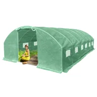 Szklarnie ogrodowe - Duży tunel foliowy szklarnia 4x8m 32m2 PREMIUM z siatką PE Zielony - miniaturka - grafika 1