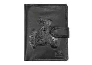 Portfel Męski Skórzany MONEY KEPPE Duży Pionowy Z Zapinką Dwa Skrzydełka CC5601B-4 RFID ,,MOTOCYKL,, CZARNY 13 x 10 x 2 [cm] - Portfele - miniaturka - grafika 1