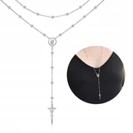 Łańcuszki - NASZYJNIK SREBRNY RODOWANY ŁAŃCUSZEK Z KRZYŻYKIEM I MEDALIKIEM SREBRO 925 - miniaturka - grafika 1