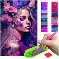 Zabawki kreatywne - Haft Diamentowy ARTULIO, Obraz DIY 5D, Diamond Painting, Mozaika Diamentowa 40X60cm (Kobieta pośród magicznej natury) + Zestaw Akcesoriów - miniaturka - grafika 1