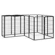Sprzęt podróżny i transportery dla psów - vidaXL Kojec dla psa, 14 paneli, czarny, 50x100 cm, stal - miniaturka - grafika 1