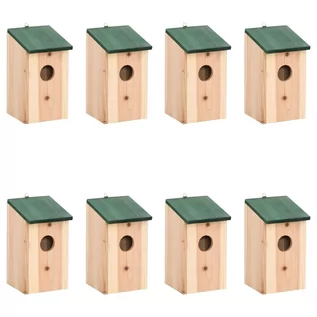 Klatki i wyposażenie dla ptaków - vidaXL Domki dla ptaków, 8 szt., drewniane, 14 x 15 x 22 cm - grafika 1