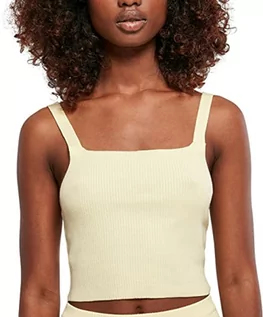 Koszulki i topy damskie - Urban Classics Women's Ladies Cropped Knit Top T-Shirt, softyellow, XL - grafika 1