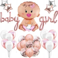 Baby shower i roczek - BALONY BABY SHOWER DZIEWCZYNKA ROCZEK CHRZEST BABY GIRL BALON BOBAS - miniaturka - grafika 1
