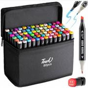 Kredki, ołówki, pastele i pisaki - Markery Flamastry Alkoholowe Zestaw 80 Sztuk +Etui - miniaturka - grafika 1