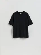 Dresy męskie - Reserved - T-shirt regular z włóknem bambusowym - czarny - miniaturka - grafika 1