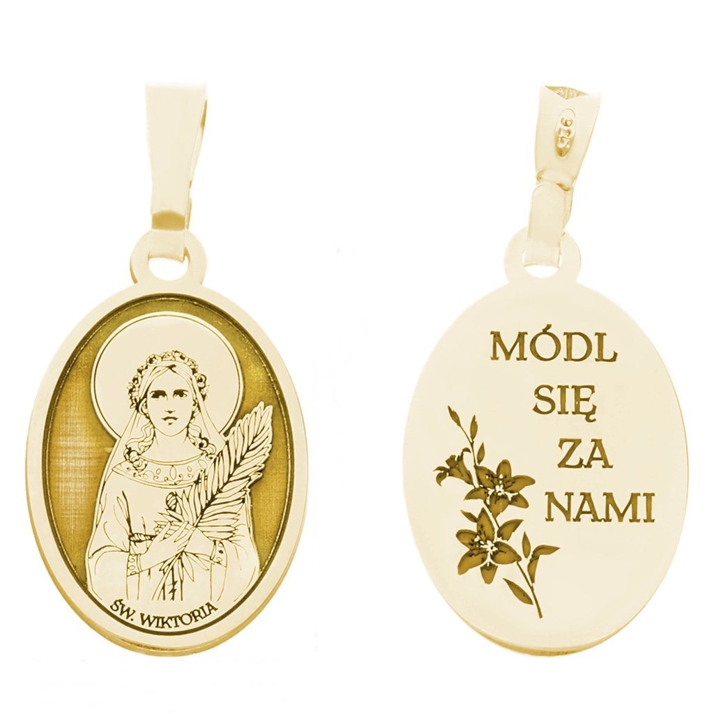 Medalik srebrny Ag 925 pozłacany Św. Wiktoria MDC052G