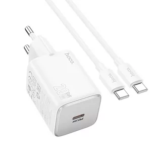 HOCO ładowarka sieciowa Typ C + kabel Typ C do Typ C QC PD 20W N40 biała - Akcesoria do smartwatchy - miniaturka - grafika 1