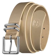 Paski - Pasek damski ze srebrną klamrą PETERSON casualowy do spodni sukienki elegancki wąski klasyczny beżowy - miniaturka - grafika 1