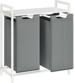 Kosze na bieliznę - Kosz, 2 Przedziały, Kosz Na Pranie Z Półką, Kosz, Torba Do Prania Z Tkaniny Oxford, Rozkładana, Zdejmowana, Metalowa Rama, 2 X 4 - miniaturka - grafika 1