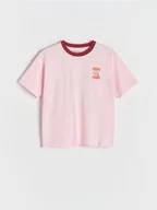 Koszulki dla dziewczynek - Reserved - T-shirt z nadrukiem na plecach - czerwony - miniaturka - grafika 1