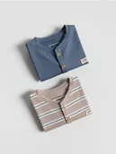 Bluzki dla niemowląt - Reserved - Bawełniany longsleeve 2 pack - beżowy - miniaturka - grafika 1