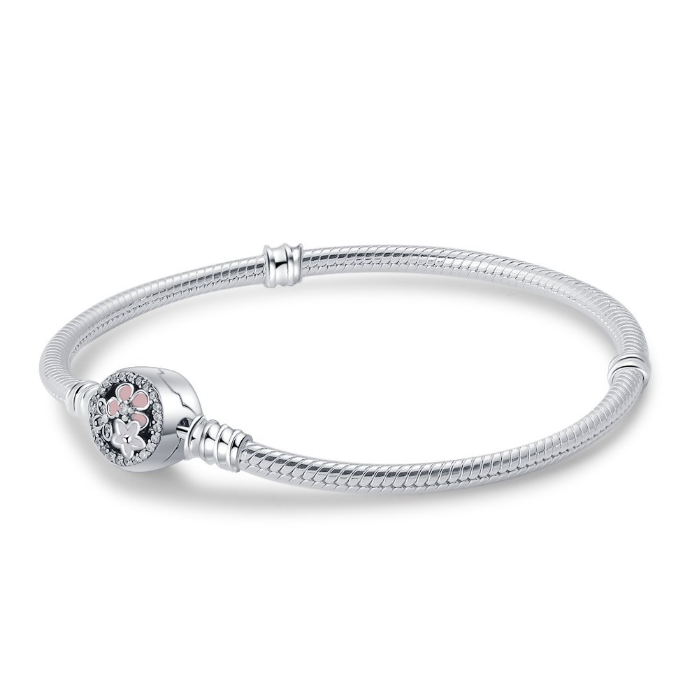 Bransoletka modułowa posrebrzana Charms typu PANDORA SREBRO 925 Kwiaty 21 cm