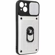 Etui i futerały do telefonów - Bizon Etui Case CamShield Card Slot Ring do iPhone 14 Plus białe - miniaturka - grafika 1