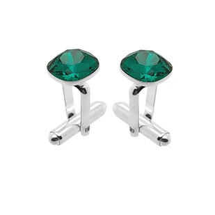 Spinki do mankietów Swarovski Szmaragd (S1527) Srebro [925] - Spinki do mankietów i krawatów - miniaturka - grafika 1