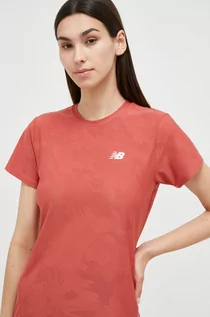 Koszulki sportowe damskie - New Balance t-shirt do biegania Q Speed kolor czerwony - grafika 1