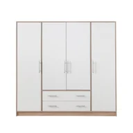 Szafy - Szafa 4D Biała SR1 Smart Meblar Biały Lux, Dąb Sonoma - miniaturka - grafika 1