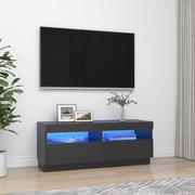Szafki RTV - vidaXL Szafka pod TV z oświetleniem LED, jasnoszara, 100x35x40 cm - miniaturka - grafika 1