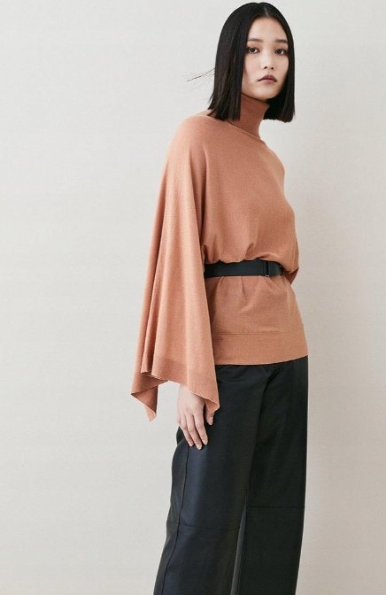 KAREN MILLEN LUŹNY SWETER Z KASZMIREM BRĄZ XS Y1P