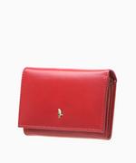 Portfele - PUCCINI Klasyczny skórzany czerwony portfel damski z kieszenią zamykaną na bigiel - miniaturka - grafika 1