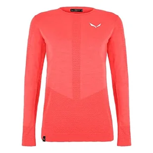 Salewa Women's ZEBRU MED WARM AMR W L/S Tee. Base Layer Top, Fluo Coral, XL - Koszulki i topy damskie - miniaturka - grafika 1