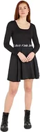 Sukienki - Calvin Klein Jeans Damska sukienka z logo elastyczna sukienka dopasowana i rozkloszowana, Czarny, XXL - miniaturka - grafika 1