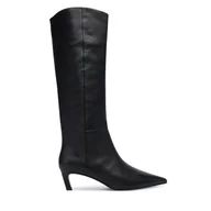 Botki damskie - Botki Calvin Klein Ess Kitten Heel Long Boots HW0HW02690 Czarny - miniaturka - grafika 1