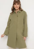 Płaszcze damskie - Zielony Płaszcz Jednorzędowy z Kołnierzykiem Ronisse - miniaturka - grafika 1
