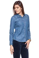 Koszule damskie - Wrangler, Koszula damska, Star Shirt Mid Indigo W5231O68E, rozmiar S - miniaturka - grafika 1