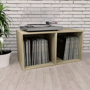 vidaXL Szafka na płyty winylowe, dąb sonoma 71x34x36 cm, płyta wiórowa vidaXL - Pudełka i akcesoria na płyty CD - miniaturka - grafika 1
