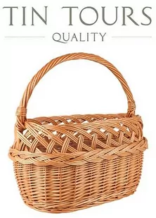 OWALNY KOSZYK WIKLINOWY ZAKUPOWY / GRZYBOWY 40x23x23/43 cm - Kosze wiklinowe - miniaturka - grafika 1