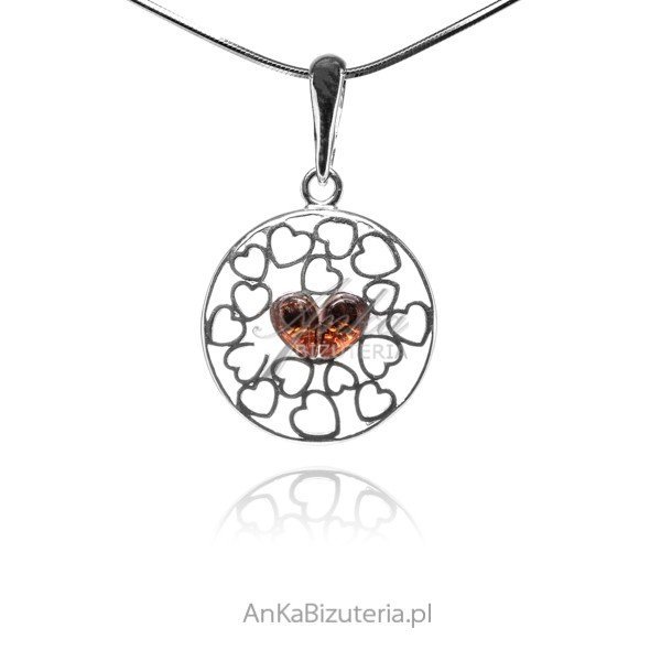 ankabizuteria.pl Srebrna zawieszka z bursztynem SERDUSZKA