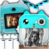 Drukarki kart i etykiet - 3.0 niebieski Aparat Natychmiastowy MINI DRUKARKA TERMICZNA +13 szt. Rolek - miniaturka - grafika 1