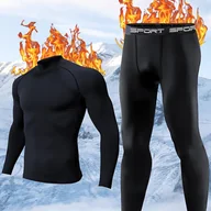 Inne - Męski kompresyjny zestaw sportowy 2-częściowy - Oddychający i elastyczny długi rękaw i legginsy do biegania, jazdy na rowerze i treningu na świeżym - miniaturka - grafika 1