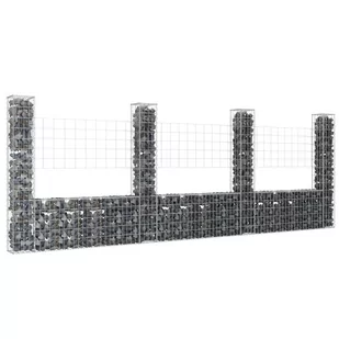 shumee shumee 4 słupki gabionowe U kształtne 380x20x150 cm żelazne - Ogrodzenia - miniaturka - grafika 1