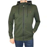Bluzy męskie - Bluza męska rozpinana z kapturem khaki L - miniaturka - grafika 1