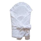 Rożki i beciki - Like Moses Becik/ Rożek niemowlęcy muślinowy z wyjmowanym usztywnieniem 75x75 cm BIAŁY W SREBRNE GWIAZDKI - miniaturka - grafika 1