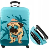 Akcesoria podróżnicze - Funkcjonalny pokrowiec na walizkę Sillar z motywem psa mopsa rozmiar M - miniaturka - grafika 1