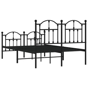 Metalowa rama łóżka z wezgłowiem i zanóżkiem, czarna, 120x200cm Lumarko! - Łóżka - miniaturka - grafika 7