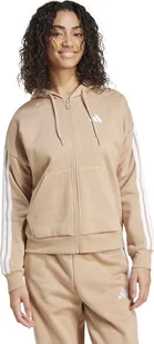 Bluza damska adidas Essentials 3-Stripes Full-Zip Fleece Hoodie beżowa JX7706 L - Bluzy damskie - miniaturka - grafika 1