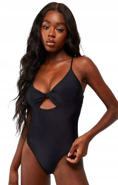 BOOHOO STRÓJ JEDNOCZĘŚCIOWY CZARNY GŁADKI 36 EJK