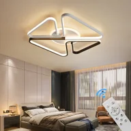 Lampy sufitowe - Lampa sufitowa LED Lampa sufitowa SX8761WB biała i czarna lakierowana metalowa rama z pilotem zdalnego sterowania Regulacja barwy/jasności światła Ściemnialna lampa sufitowa LED do sypialni - miniaturka - grafika 1