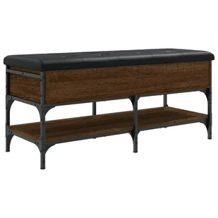 vidaXL Ławka na buty w kolorze brązowego dębu 102x42x45 cm Materiał drewnopochodny - Szafki na buty - miniaturka - grafika 1