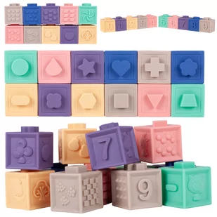 Klocki Miękkie Gumowe Sensoryczne Dla Dzieci 12 el - Klocki - miniaturka - grafika 1