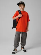 Spodnie i spodenki dla chłopców - 4F Spodnie dresowe ze strukturalnej dzianiny chłopięce - szare 152 (11-12 lat) - miniaturka - grafika 1