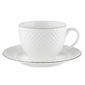 Filiżanki - Filiżanka ze spodkiem Tiffany platinium 260 ml biały - miniaturka - grafika 1